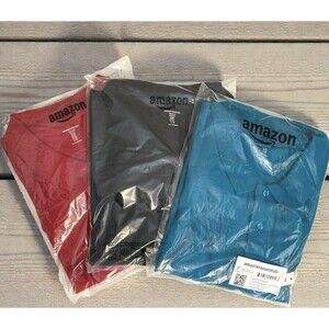 3 Mens 2XL Pique Polo Shirts NWT Teal/ Black /Red Short Sleeve XXL Amz Essential